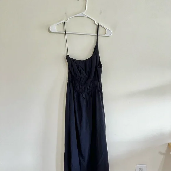 Abercrombie Black One Shoulder Midi Dress Sz L - Picture 5 of 9